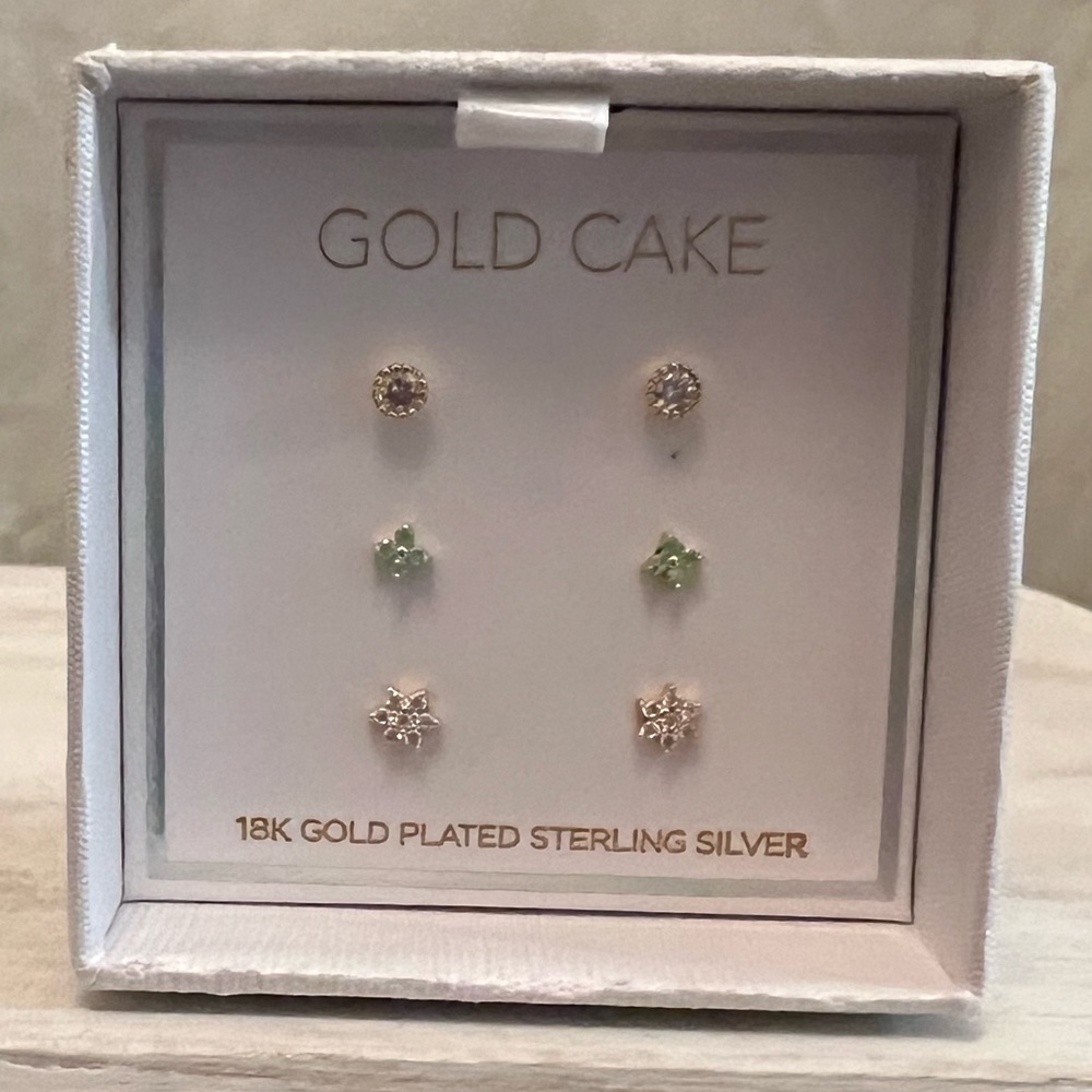 ⚡️Gold Cake Three Earring Set